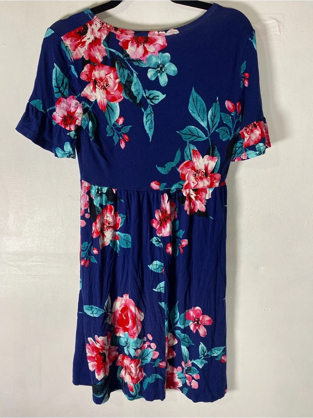 Floral Babydoll SunDress Blue Pink Cottagecore Boho Medium Modest Feminine - Picture 6 of 6